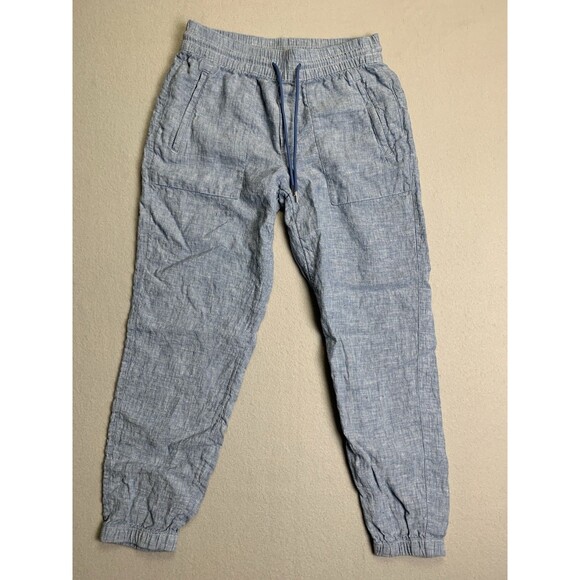 Athleta Pants Retreat Linen Jogger Womens Size 4 Chambray Blue Pockets - Picture 1 of 8